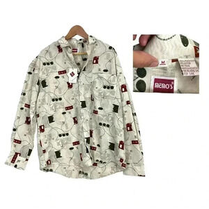 VTG Abstract Pattern Button Up Shirt Long Sleeve NWT MEDIUM Memo’s